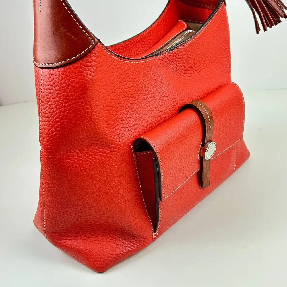 Dooney & Bourke Cambridge Hobo Pebble Leather Persimmon Orange Purse